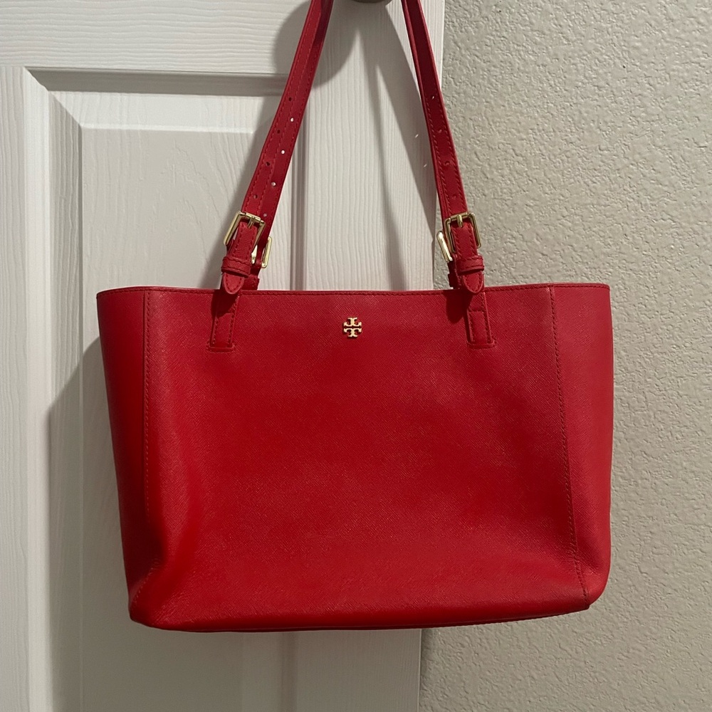 Tory Burch red Robinson tote